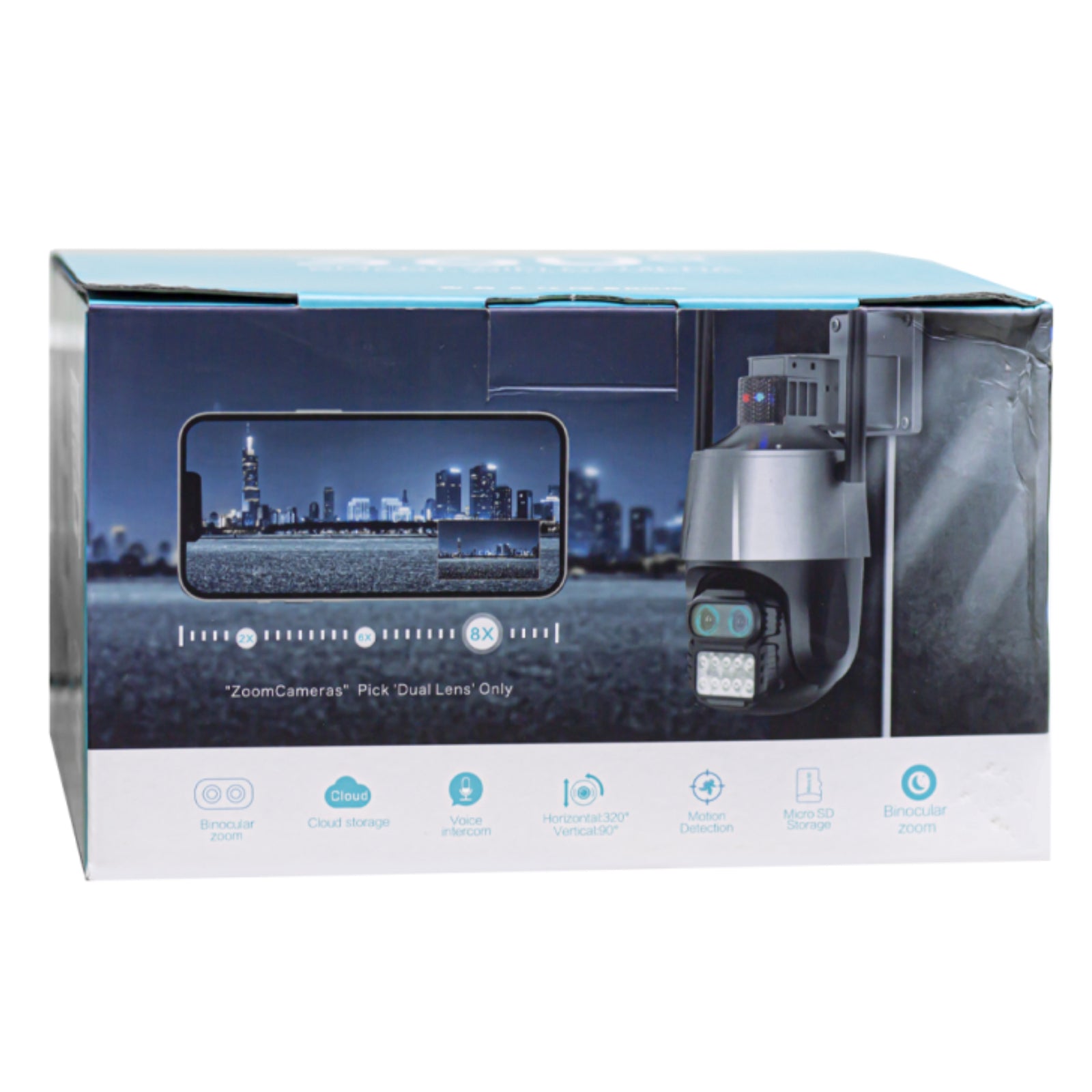 8MP CCTV Camera Wireless Wi-Fi 8x Optical Zoom Dual Lens PTZ Human Tracking Alarm Light