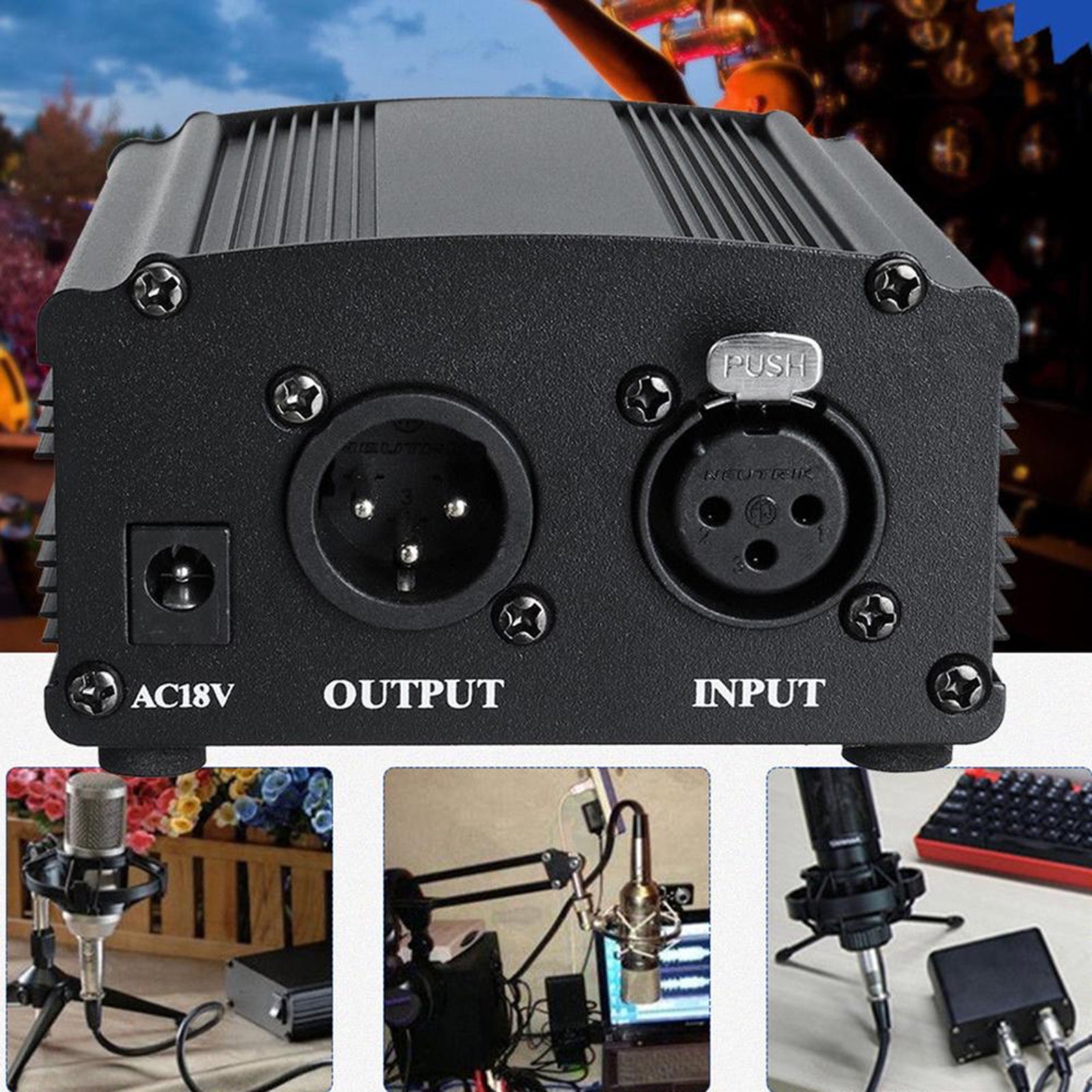 Single Channel Mini 48V Power Supply For Phantom Powered Condenser Mic ...