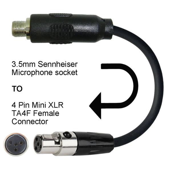3.5mm Jack Microphone Adapter to Convert Sennheiser Lavalier Ear-hook Headset to Different Body Pack Transmitter Connector