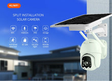 4G WiFi Solar Power Dome Camera Wireless Video CCTV PTZ 2 Way Audio PIR Night Vision