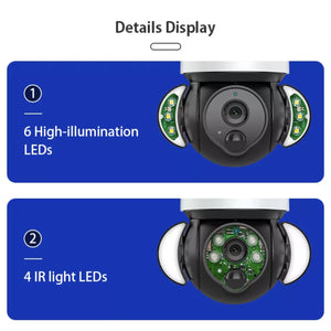 4G Solar Powered Camera Security Floodlight Night Vision Pan/Tilt HD Video Recorder