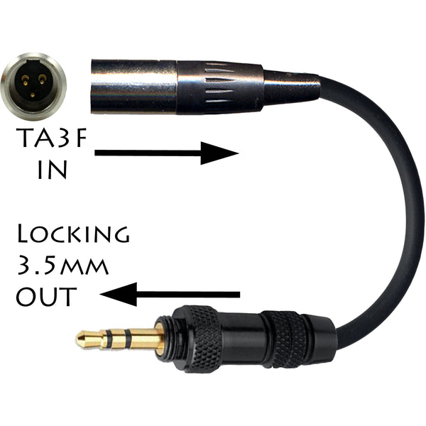 3 Pin Mini XLR TA3F Microphone Adapter to Convert Lavaliere Ear-hook Head Worn Mic Body Pack Transmitter