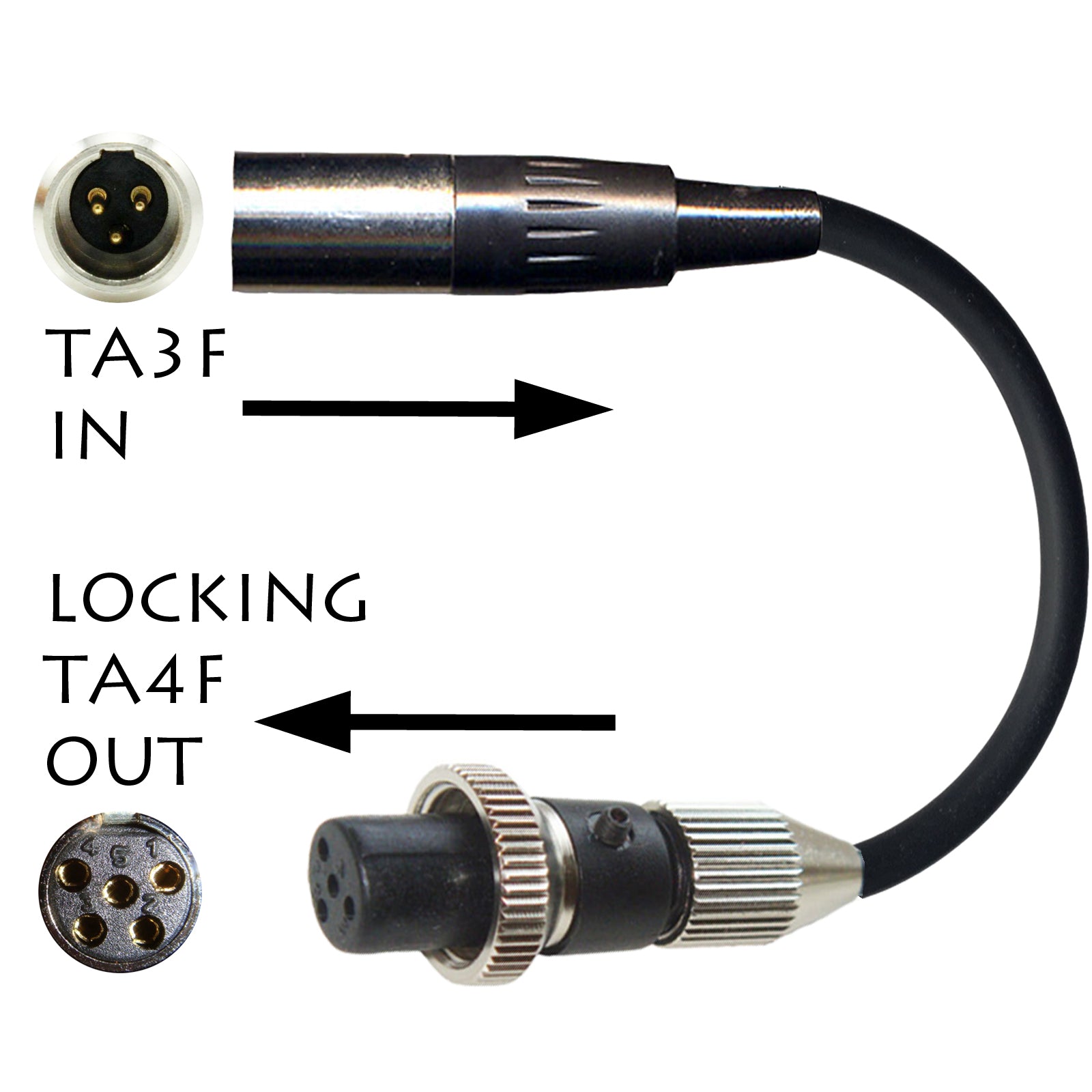 3 Pin Mini XLR TA3F Microphone Adapter to Convert Lavaliere Ear-hook Head Worn Mic Body Pack Transmitter