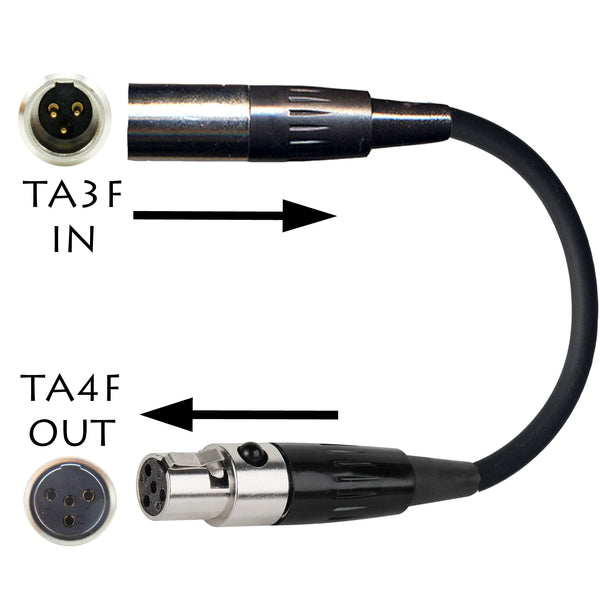 3 Pin Mini XLR TA3F Microphone Adapter to Convert Lavaliere Ear-hook Head Worn Mic Body Pack Transmitter