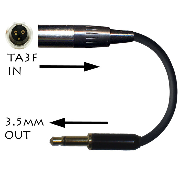 3 Pin Mini XLR TA3F Microphone Adapter to Convert Lavaliere Ear-hook Head Worn Mic Body Pack Transmitter
