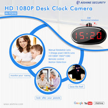 LED Clock Security Camera 330º Horizontal Pan Motion Detection HD Video Recorder