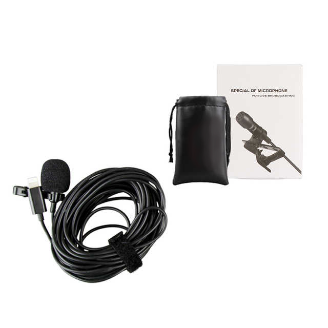 Clip On Lapel Lavalier Microphone for iPhone iPad Lightning Connector 2m, 4m, 6 metre cable length