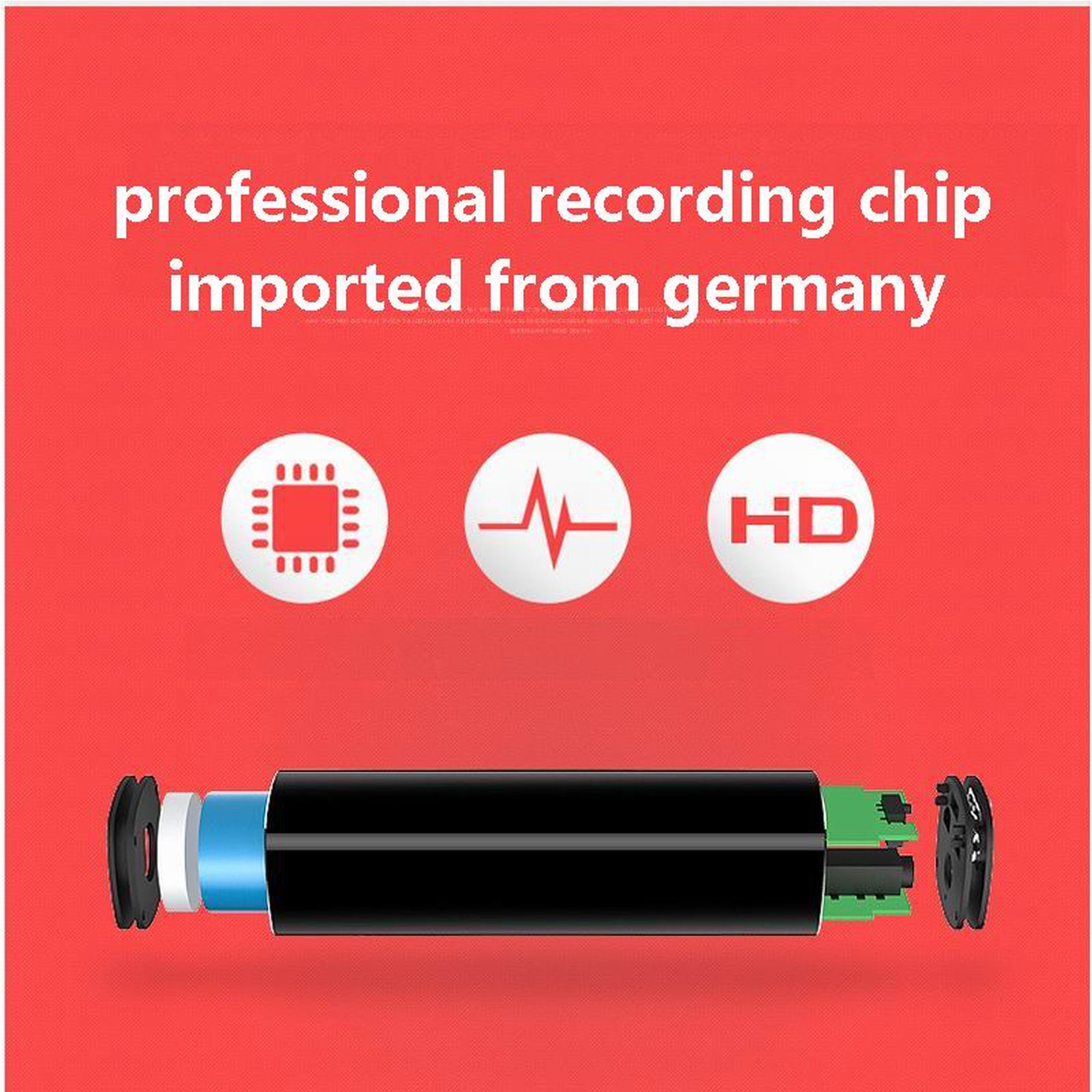 Magnetic Audio Voice Recorder 660 Hours Battery Sound Activated Premium Quality 1536kbps Bit Rate .WAV Format