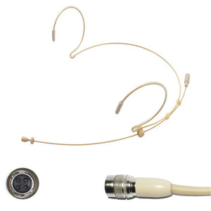 Beige Double Ear Hook Microphone for Audio Technica Radio Body Pack Transmitter