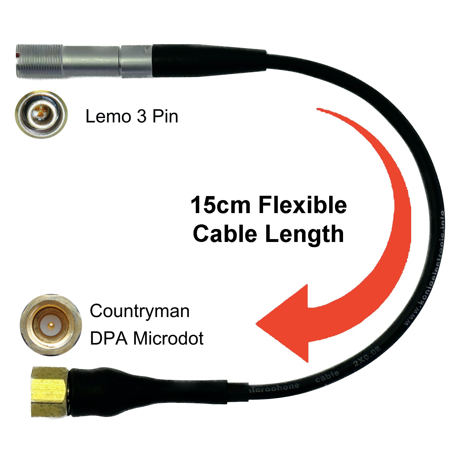 Lemo 3 Pin Microphone Adapter to Convert Shure Lavaliere Ear-Hook Head Mic to Different Body Pack Transmitter Connector