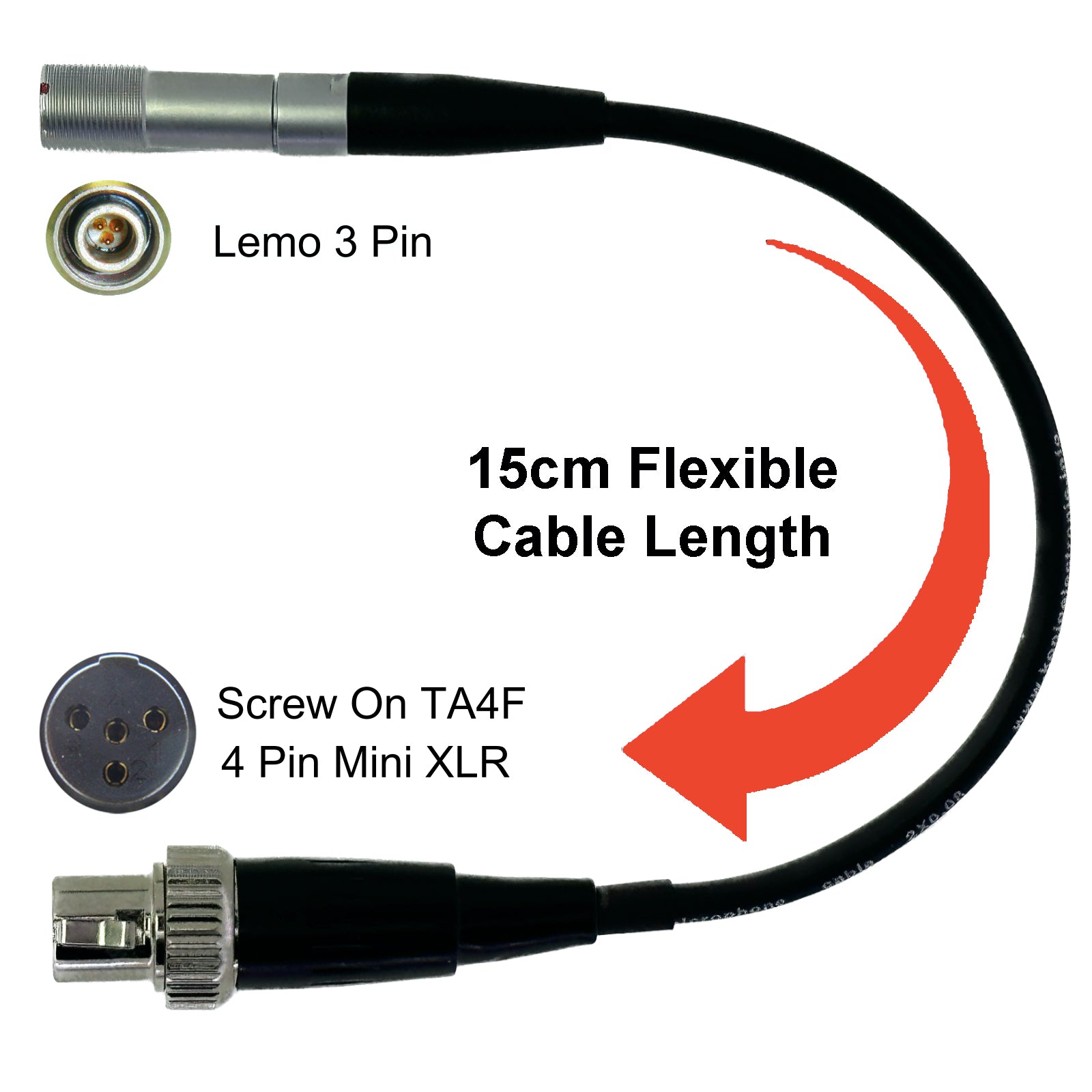 Microphone Adapter to Convert Shure DH5 Headset with Lemo 3 or 4 pin mini XLR Connector