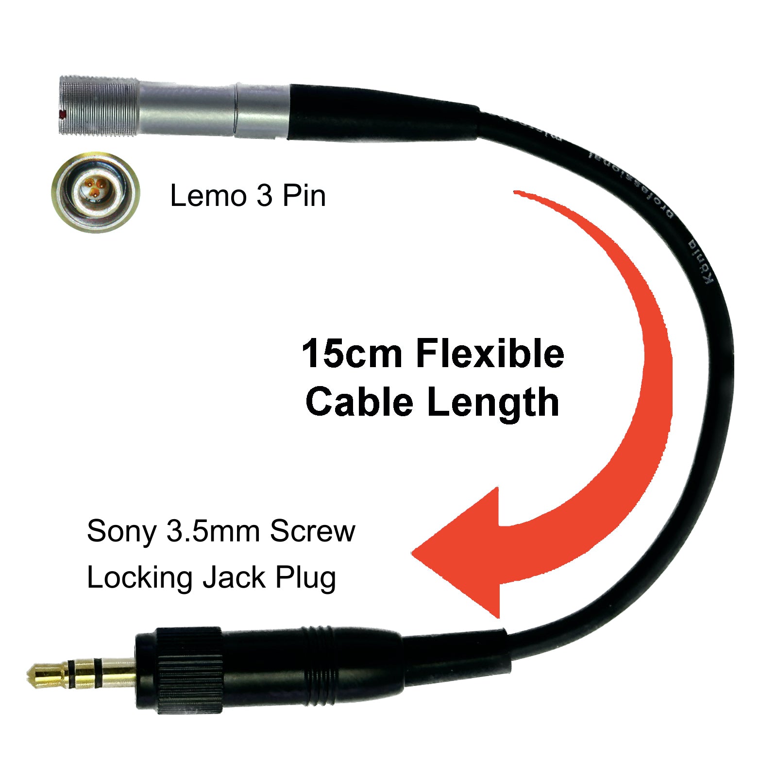 Lemo 3 Pin Microphone Adapter to Convert Shure Lavaliere Ear-Hook Head Mic to Different Body Pack Transmitter Connector
