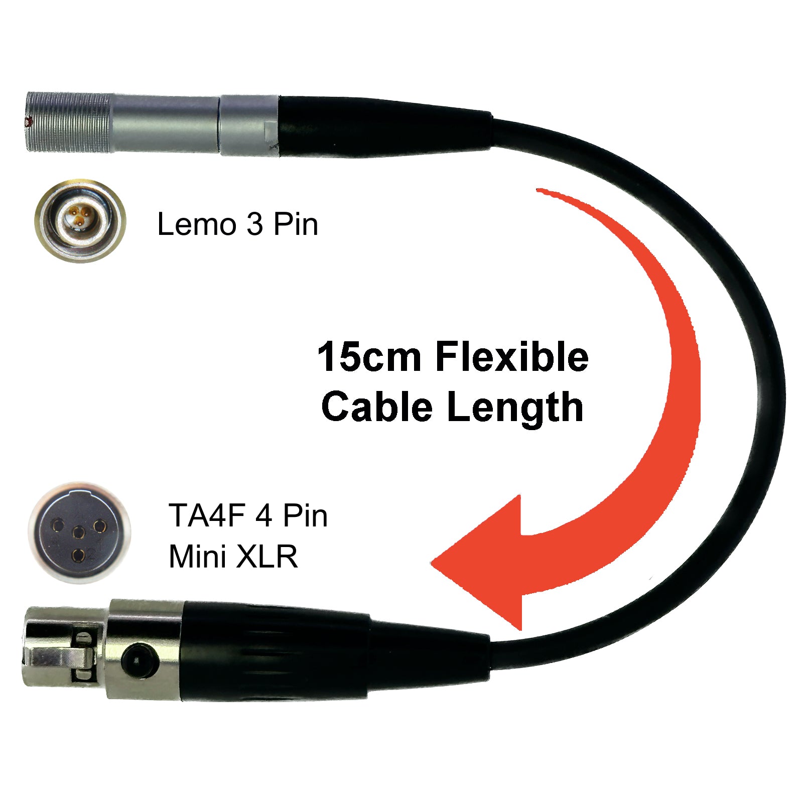 Microphone Adapter to Convert Shure DH5 Headset with Lemo 3 or 4 pin mini XLR Connector