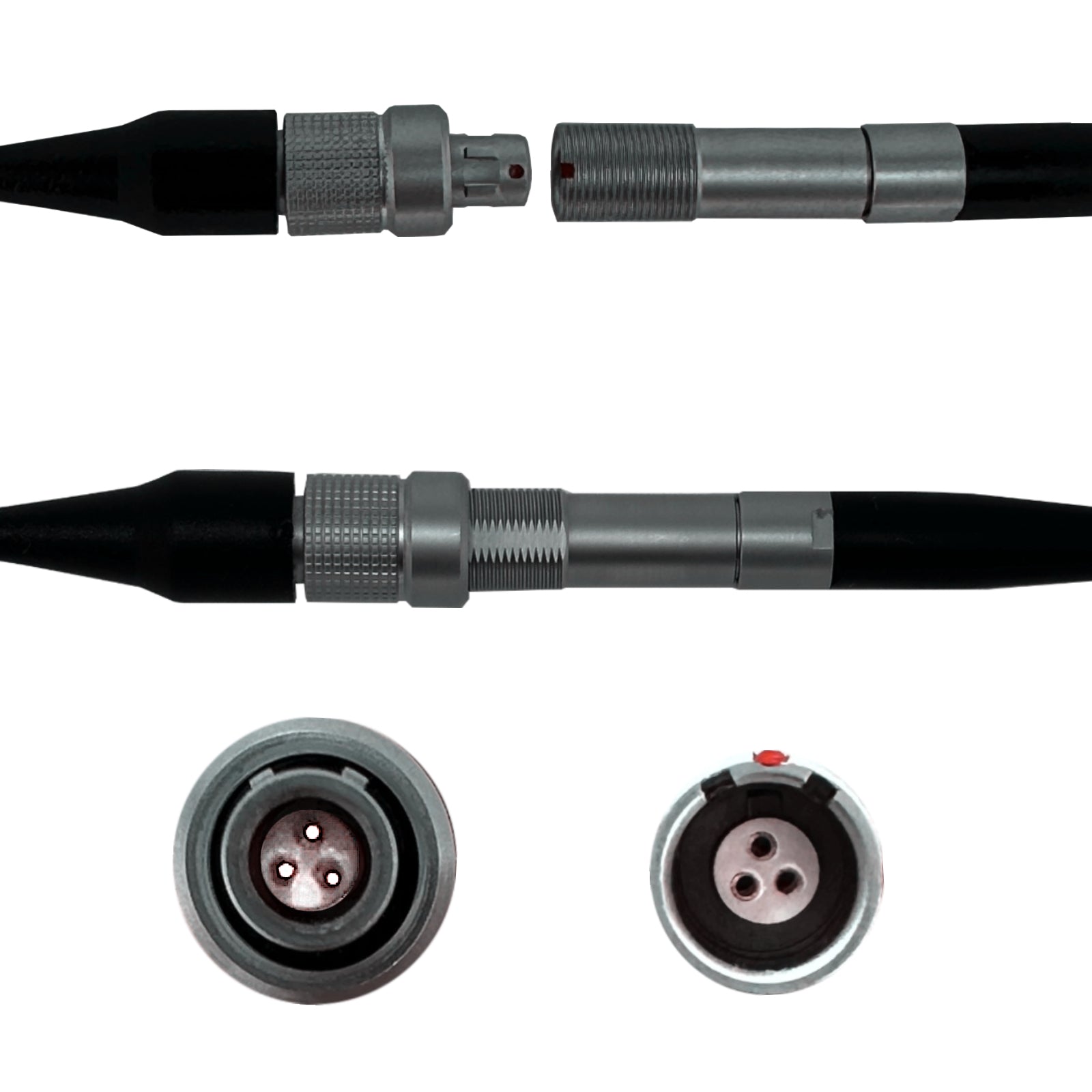 Lemo 3 Pin Microphone Adapter to Convert Shure Lavaliere Ear-Hook Head Mic to Different Body Pack Transmitter Connector