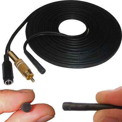 CCTV microphone 15 Metre Cable Length with RCA Female Phono Audio Output & 2.1mm DC socket